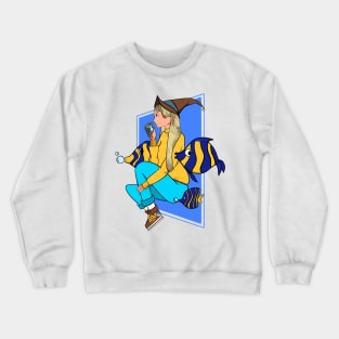 Aesthetic witch and fish design Crewneck Sweatshirt